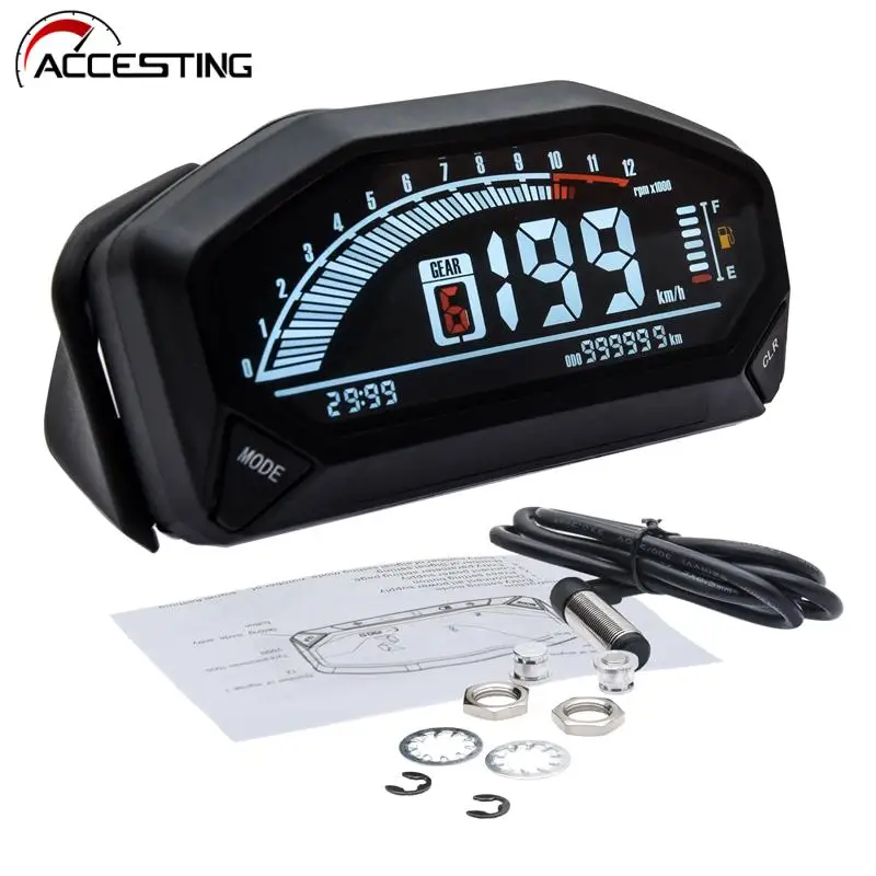 Motorcycle Lcd Digital Speedometer Instrument - New Universal Led