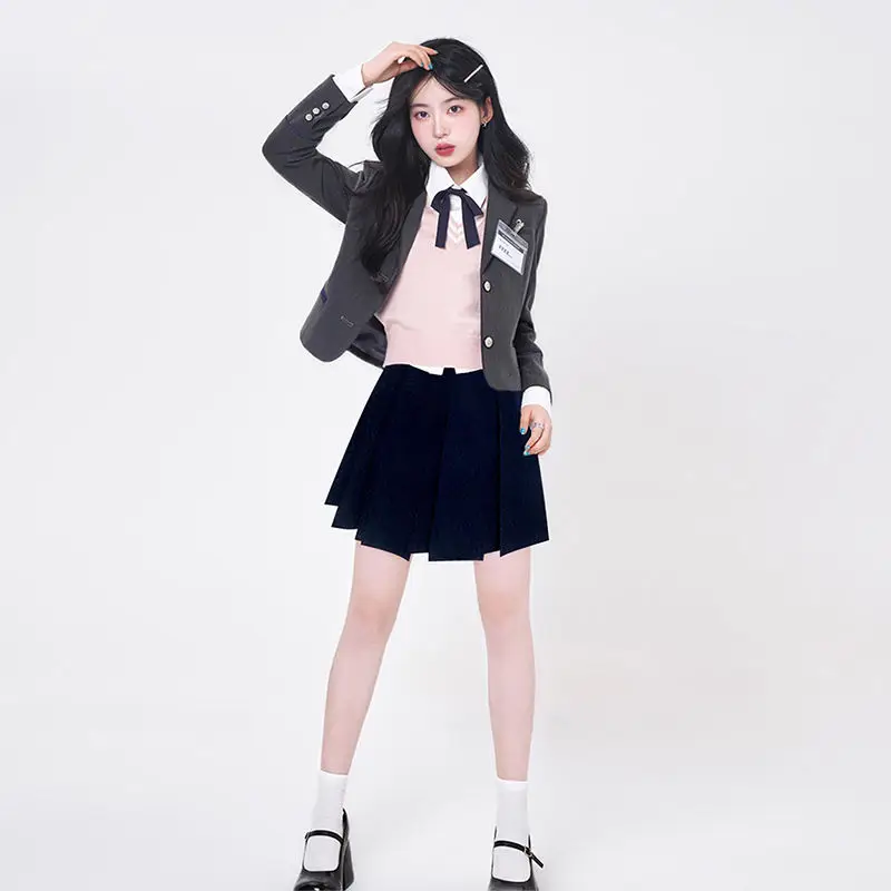 jk uniform suit spring/summer korean style college style student set school uniform dress women improve jk set