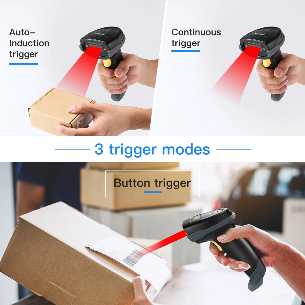 Eyoyo EY-018 3-in-1 Wireless Bluetooth 1D Laser Barcode Scanner Barcode Support Display Date For Retail Store/Library/Warehouse