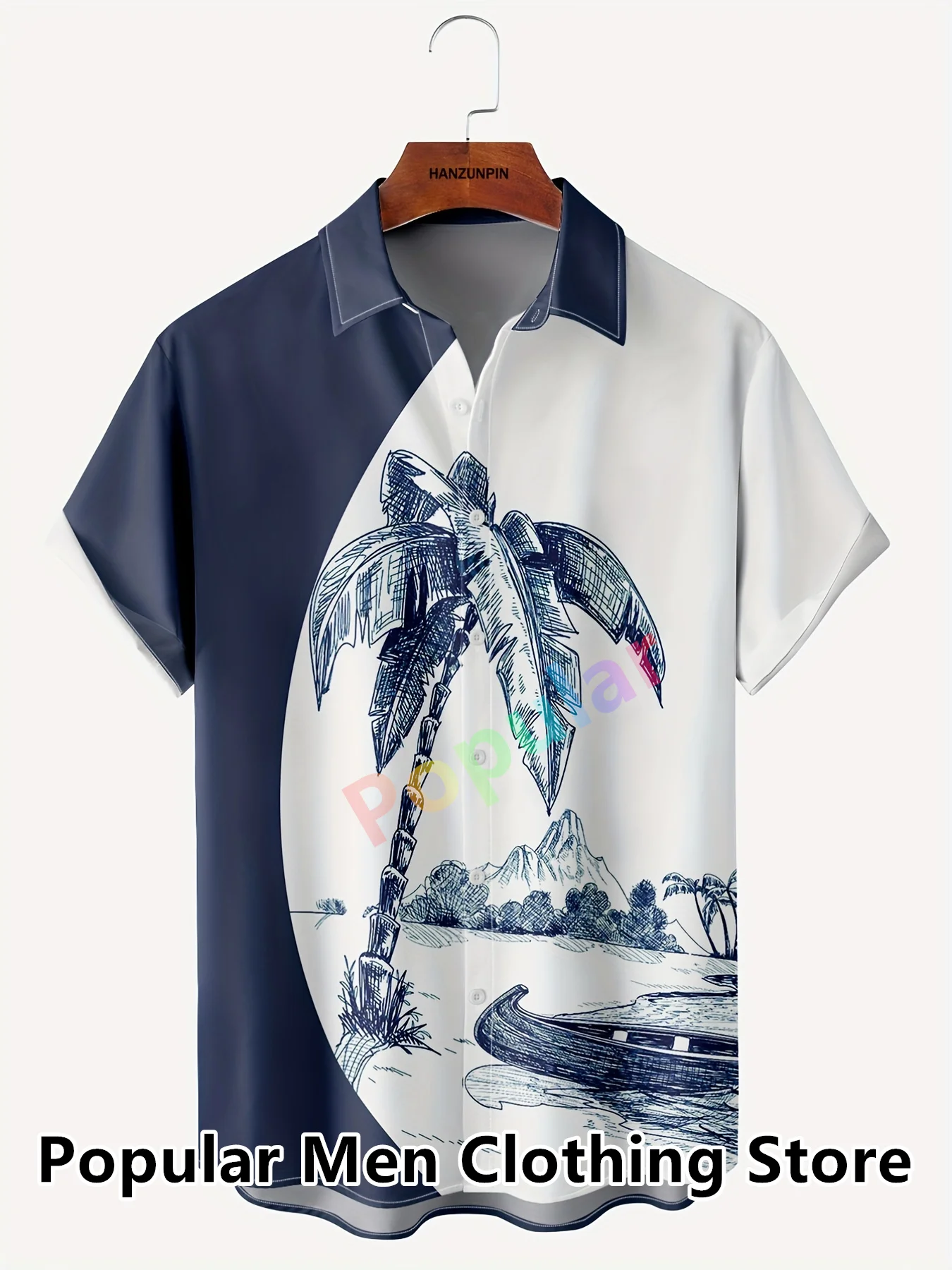 Summer Coconut Tree Print Shirts Men's Hawaiian Vintage Button Shirts Beach Leisure Fashion Shirt Plus Size Short Sleeve Shirts