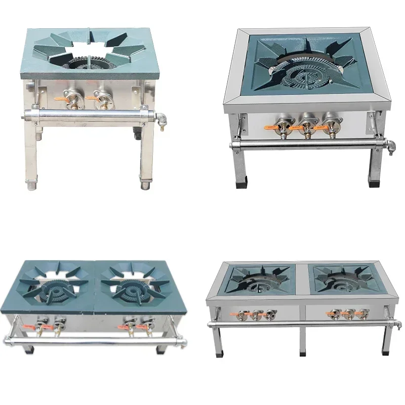 Gas Stove Stainless Steel Commercial Double-Eye Double-Ring Gas Short-Foot Energy-Saving Soup Stove 4
