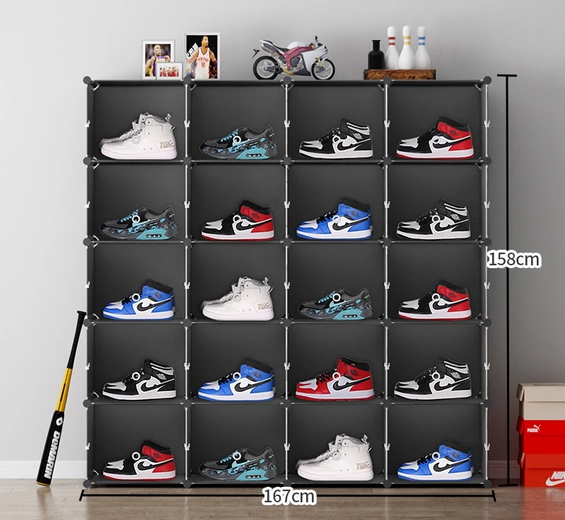 Multi-cube Stackable Storage Organizer Shoes Rack Clothes Shelving Closet  Box Aj Sneaker Display Show Heels Boots Shelf - Shoe Cabinets - AliExpress