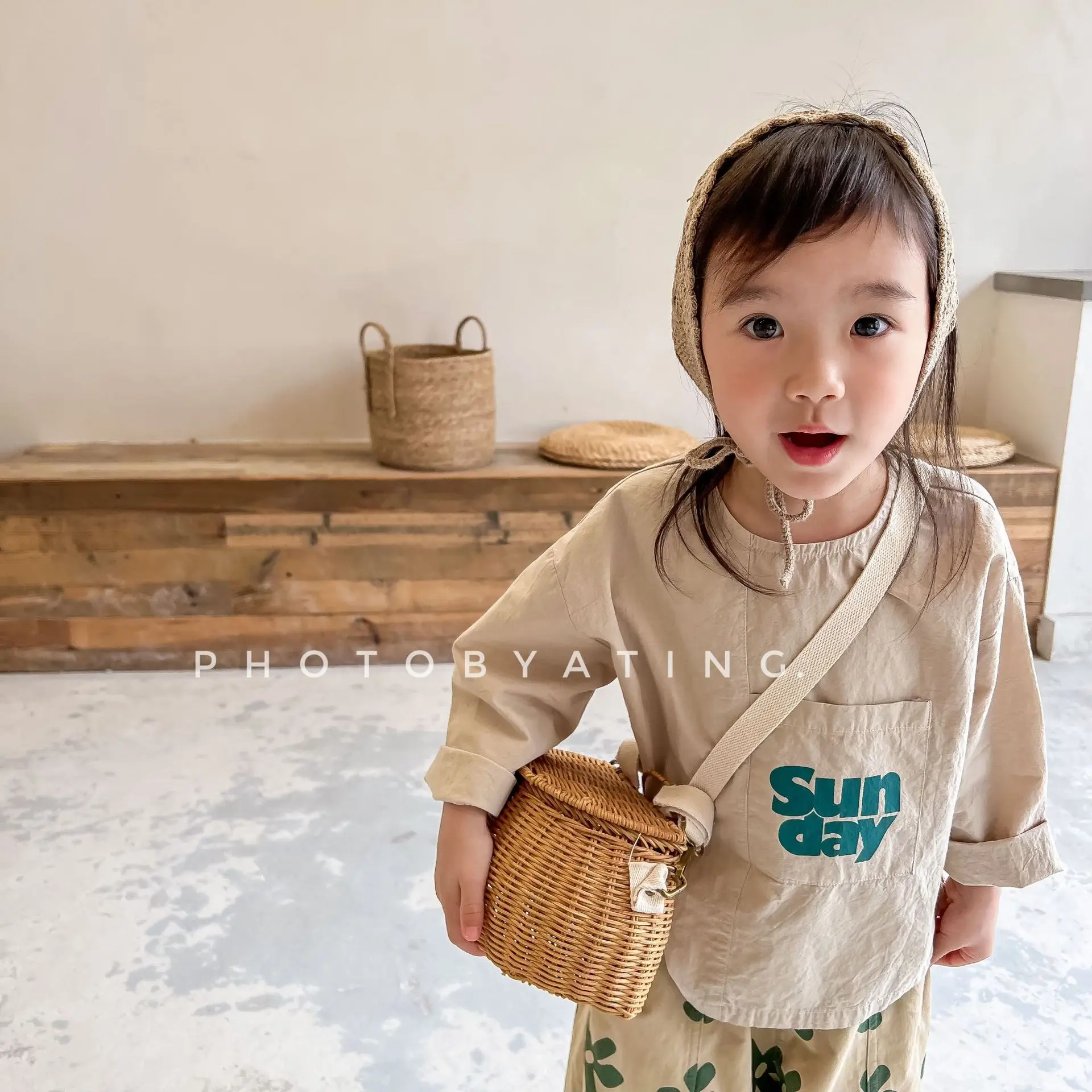 New Baby Long Sleeve Pullover Tops Fashion Girls Letter Print Shirts Big Pocket Children Sweatshirt Girls Casual Blouse