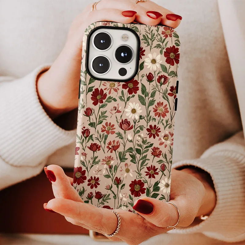 Vintage Flower 2-in-1 Shockproof Phone Case and Screen Protector
