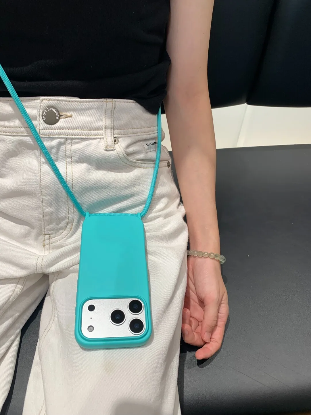 Crossbody Liquid Silicone Shockproof Phone Case with Soft Matte Cover and Lanyard Strap