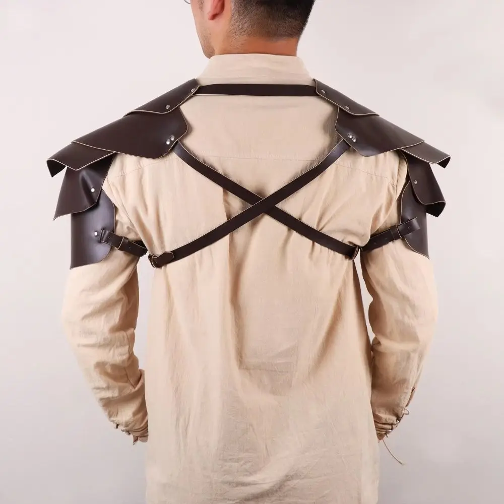 Gothic Black PU Leather Shoulder Armor Cloak with Arm Guards