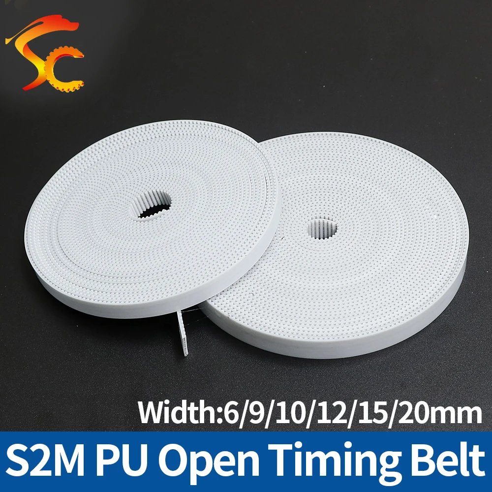 

3D printer S2M PU Open synchronous belt S2M-9 width 6/9/10/12/15/20mm polyurethane STD2M with steel core Timing belt