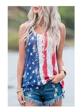  Summer American Flag Tank Tops Women Sleeveless Casual Vintage Tanks Casual Loose Crew Neck Tee Shirt Women Brand Y2K Tops Girl 