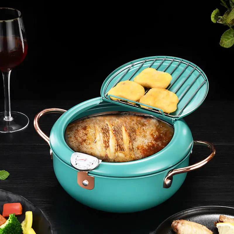 Cookware set stainless steel deep frying pot with thermometer