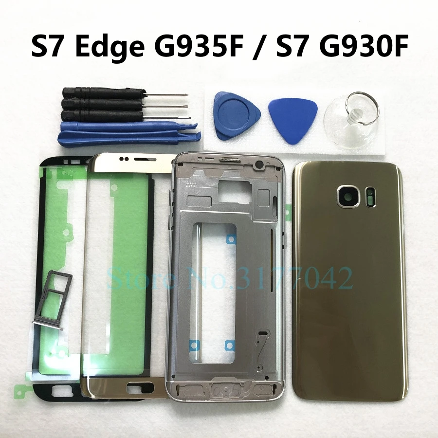 

Complete Housing For Samsung Galaxy S7 G930F S7 Edge G935F Front Screen Glass Lens Middle Frame Back Rear Cover Full Case + Tool