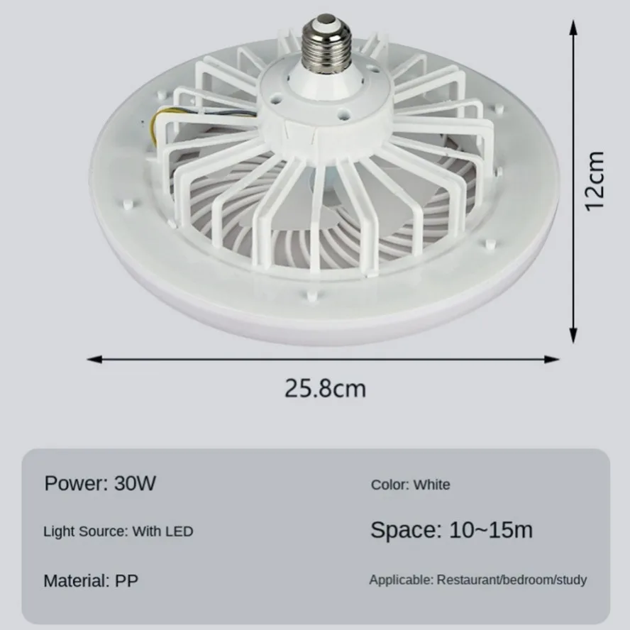 Ceiling Fan with Lighting Lamp E27 Converter Base with Remote Control for Bedroom Living Home Silent 3 Speeds AC 85V-265V 30W
