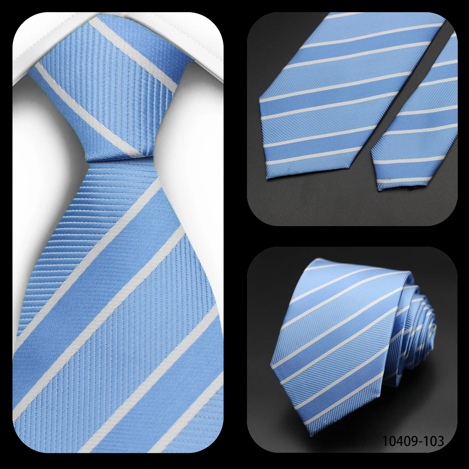 Herren-Krawatte Klassisch Gestreift Gepunktet 7cm Jacquard Luxus-Krawatte Königsblau Accessoires Täglicher Gebrauch Krawatte Hochzeit Party Geschenk – Detail 18