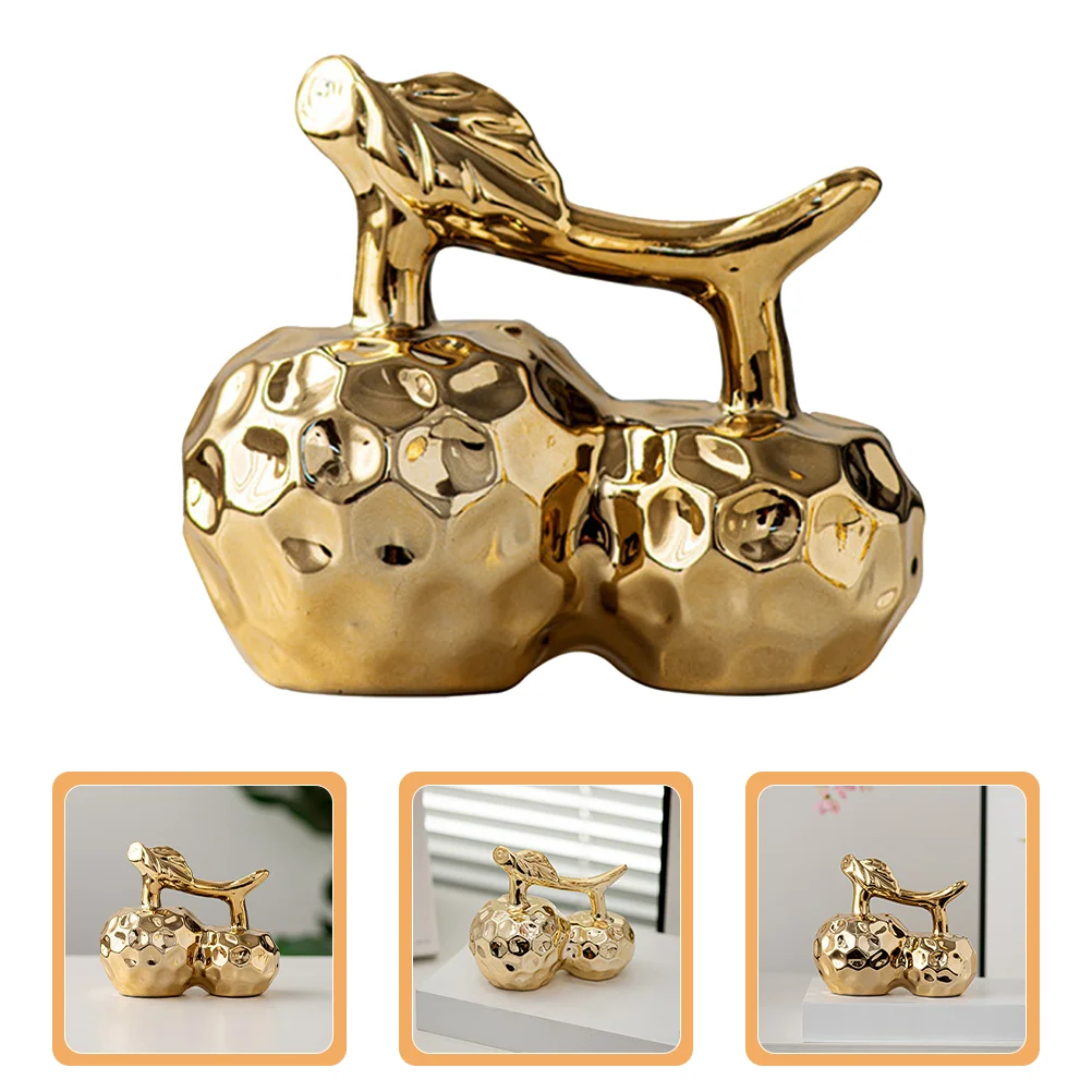 

Model Ceramic Fruit Cherry Home Figurine Statue Decoration Ornament Desktop Decorative Prop