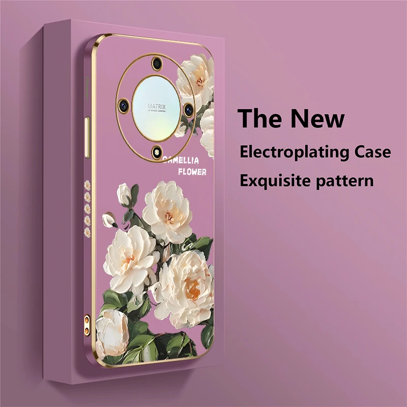 Elegant Floral Shockproof Plating Phone Case for Honor & Huawei Devices