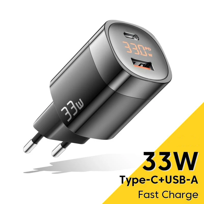 

33W USB Type C Charger GaN Digital Display PD Quick Charge 3.0 For iPhone Xiaomi Mobile Phone Charger For Samsung S9 USB Charger