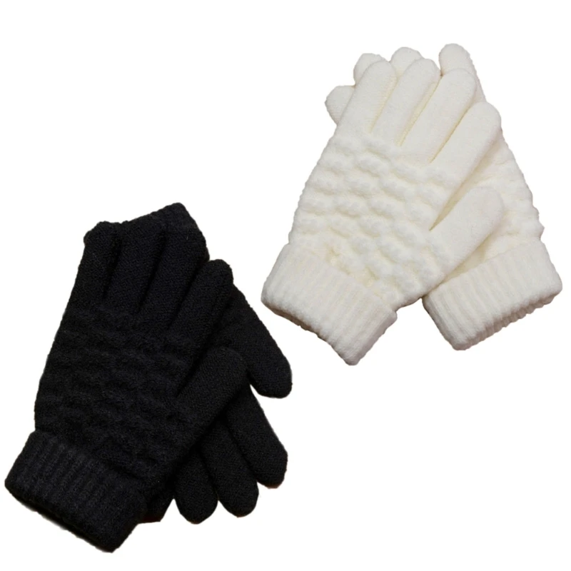 

67JC Kids Winter Finger Gloves Knitted Gloves Warmth for Outdoor Play and Sledding