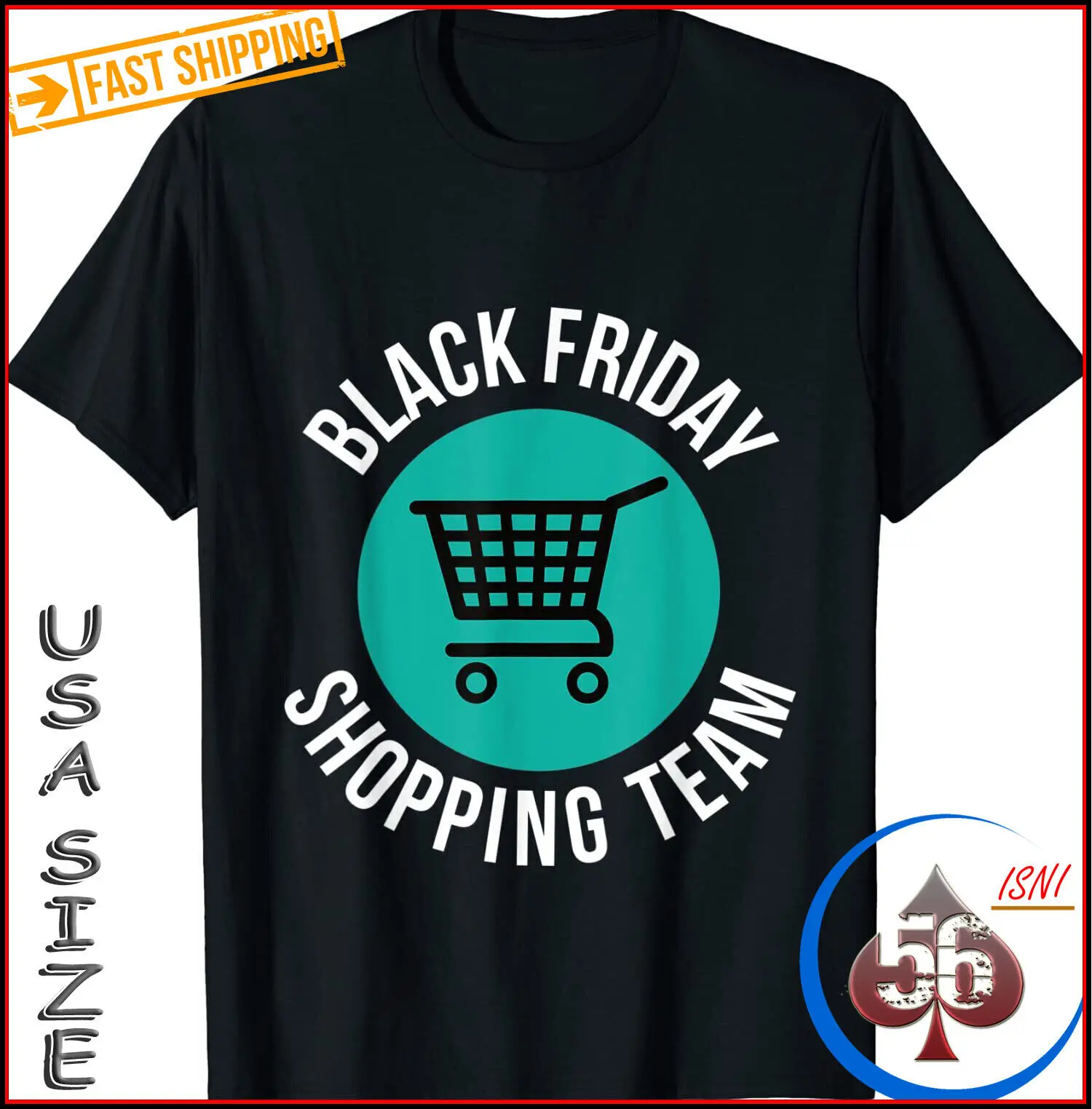 Nuova Maglietta Black Friday Shopping Team Logo Taglia Usa Maniche Lunghe O Corte