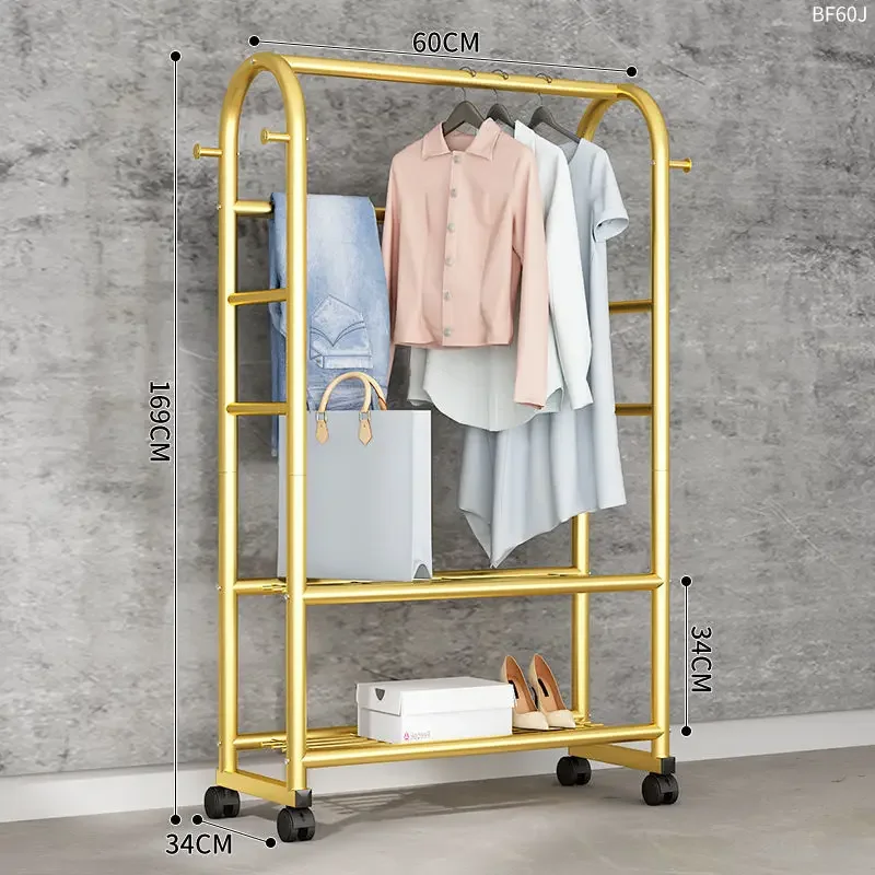 Light Luxury Hanging Hangers Home Floor-to-ceiling Coat Rack Balcony Drying  Bedroom Net Red Single Pole Simple Clothes