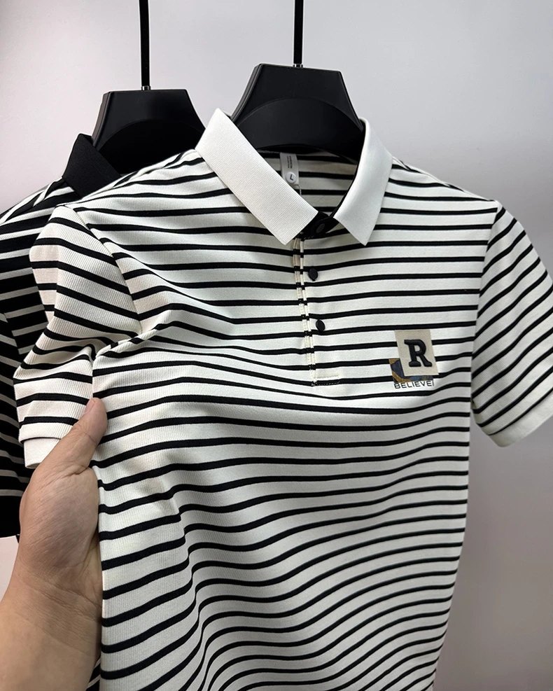 Fashion striped letter embroidered short sleeve polo shirt luxury brand summer new breathable lightweight men's casual T-shirt 13 Scbd16595bc0242068e52e5aa115693d9t