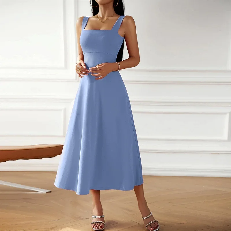 

Summer solid color camisole dress