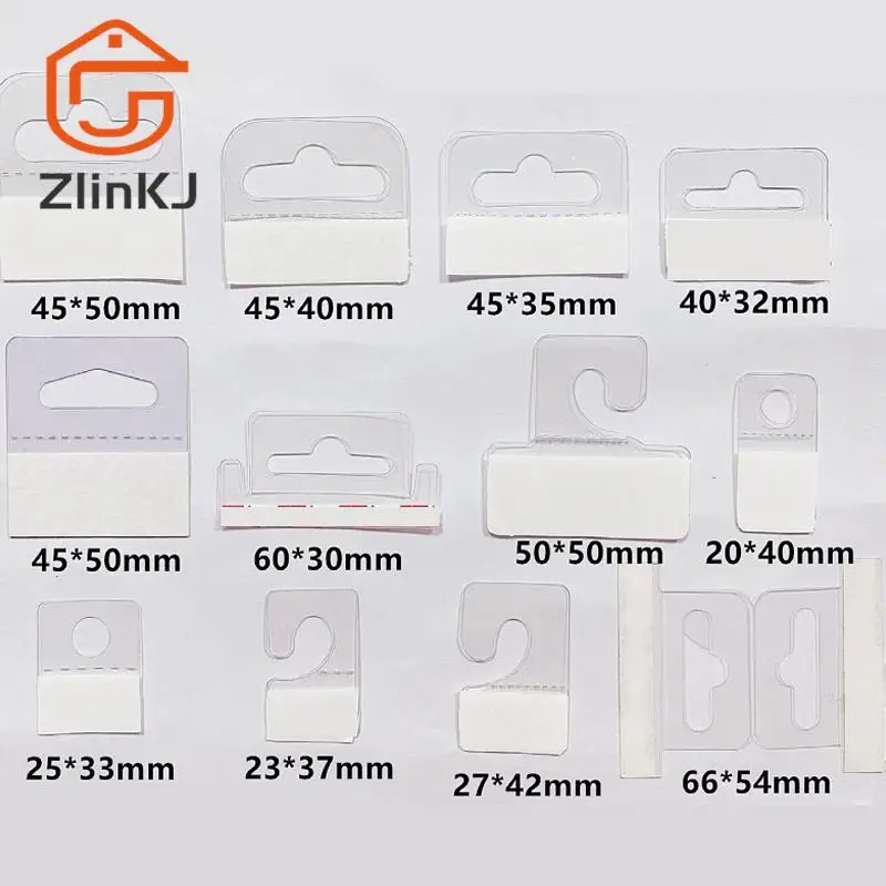Pvc Slot Hole Adhesive Hang Tabs Tags Hook Merchandise Package Box Bag Hangers Peghooks Display For Store Retail Display 100Pcs