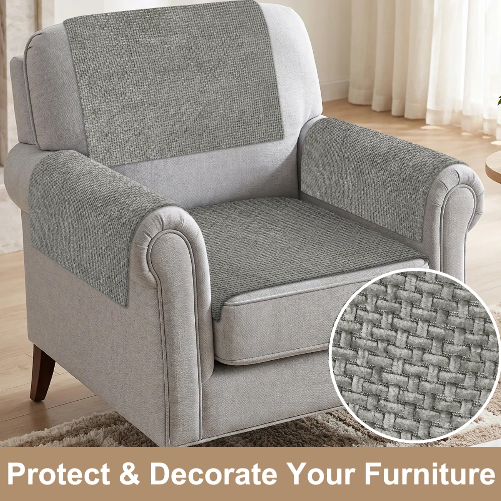 Premium Non-Slip Washable Sofa Armrest Covers - Set of 2 for Loveseats & Recliners