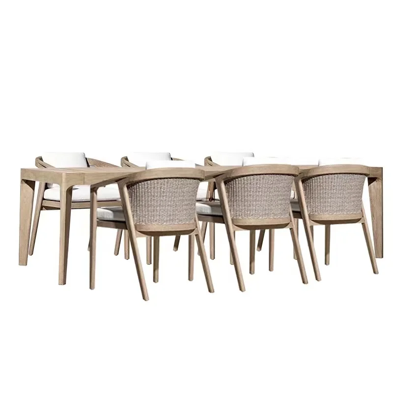 

Nordic outdoor solid wood leisure tables, chairs, courtyards, terraces, villas, gardens,leisure rattan chairs, outdoor furniture