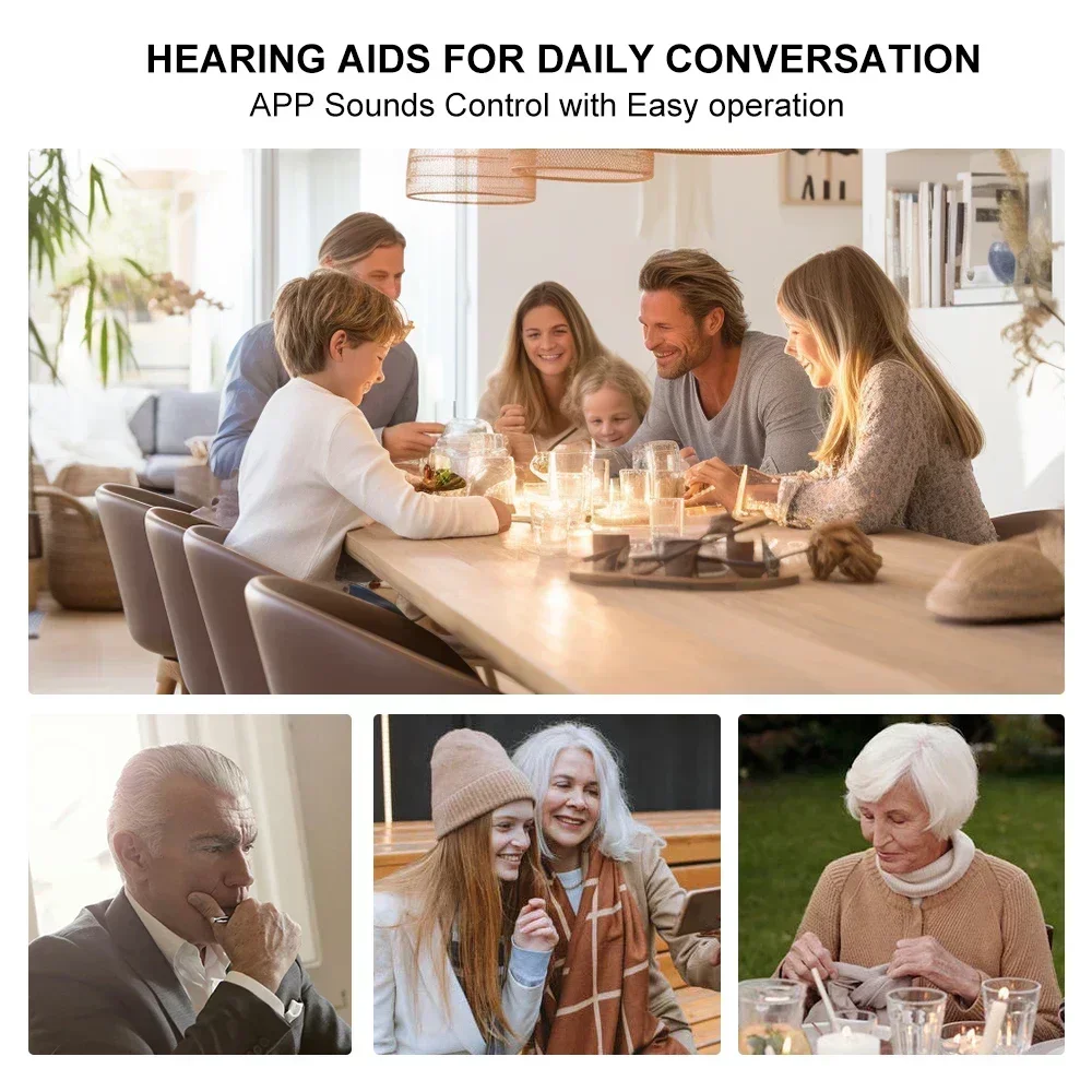 Hearing Aids Self-Fitting OTC Bluetooth Invisible Fit Noise Support Mild to Moderate Loss