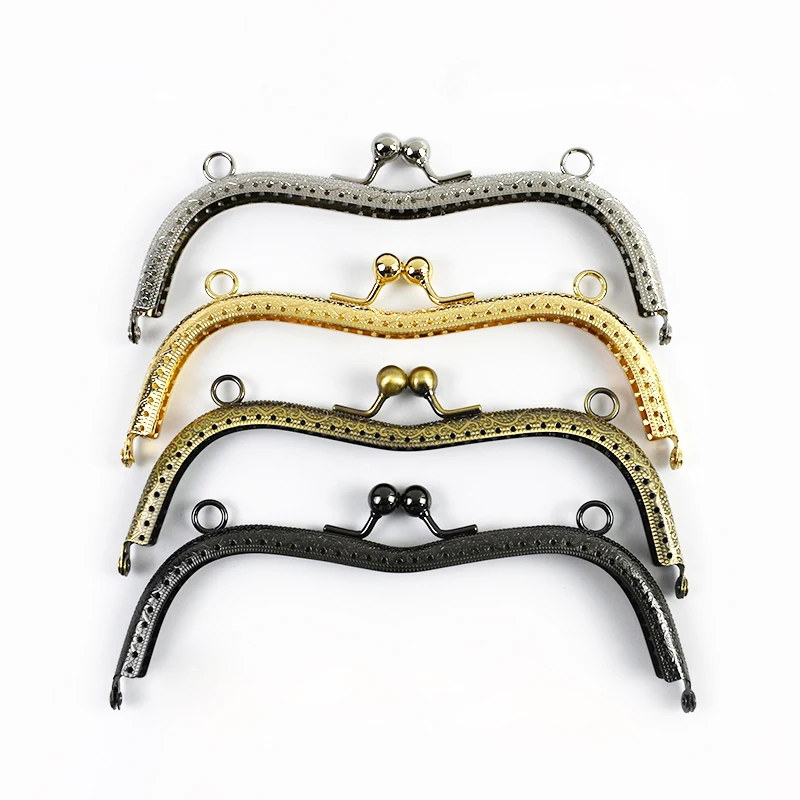 1/2/5Pcs 19cm Metal Embossed Bags Handle Purse Frame Kiss Clasp Handbag Wallet Clourse Clip DIY Sewing Brackets Bag Accessories