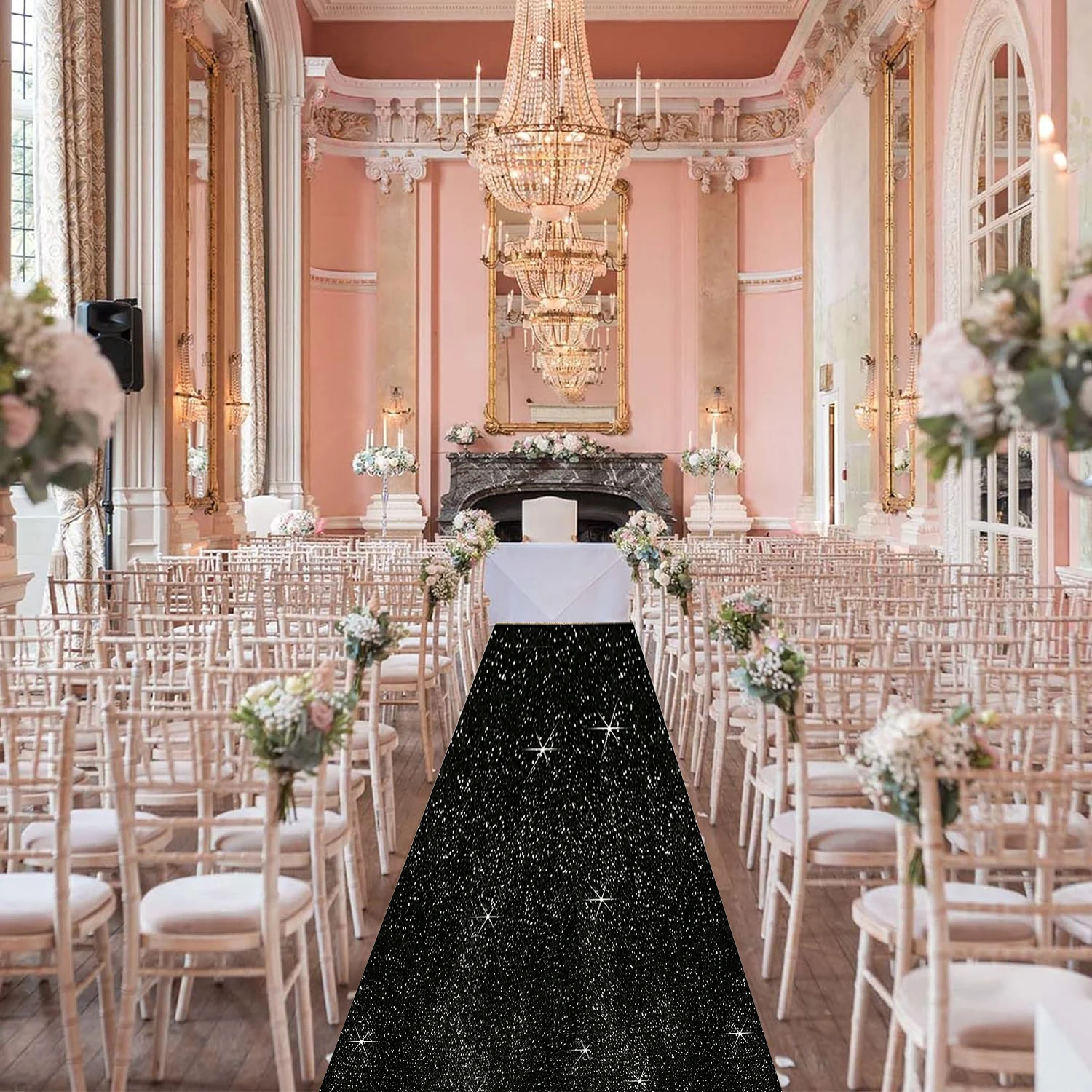 Wedding carpet Valentine's Day Red Carpet Corridor Runway Indoor and Outdoor Christmas Gratitude Decoration Halloween Personality Black Carpet