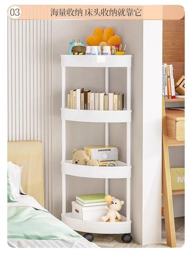 Kitchen Storage Organizer Bathroom Corner Cabinet 3/4/5 Tier Rolling Cart Storage Shelf Rolling Storage Cart Organizers Shelves