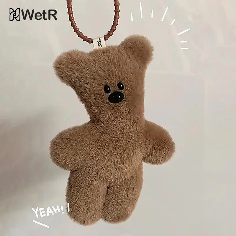 Teddy Bear Squeak Portachiavi Ciondolo Cartoon Cute Plush Doll Toy Kawaii Soft Farcito Bag Charms Decorazioni Per Regalo Per Bambini