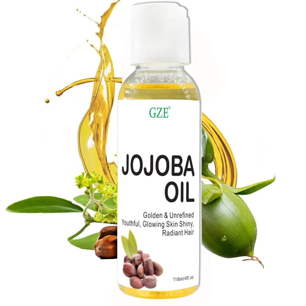 GZE Organic Jojoba Oil Pure Moisturizing Oil Face Hair Skin & Nails Natural Cold Pressed Hexane Free Carrier Oil hair oil jojoba oil