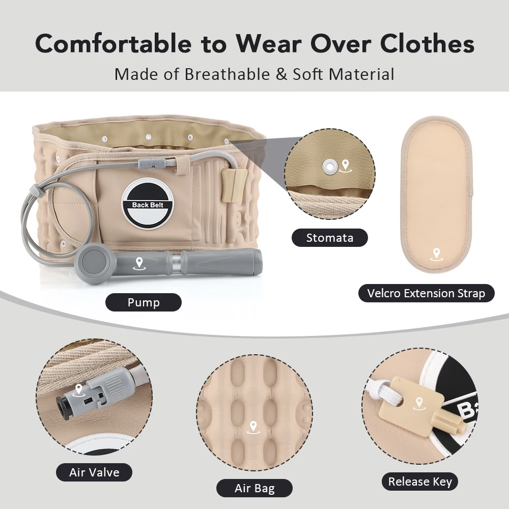 Inflatable Waist Brace Waist Fixed Belt Traction Belt Suitable for Male and Female Adult Lumbar Spine Air Traction Device