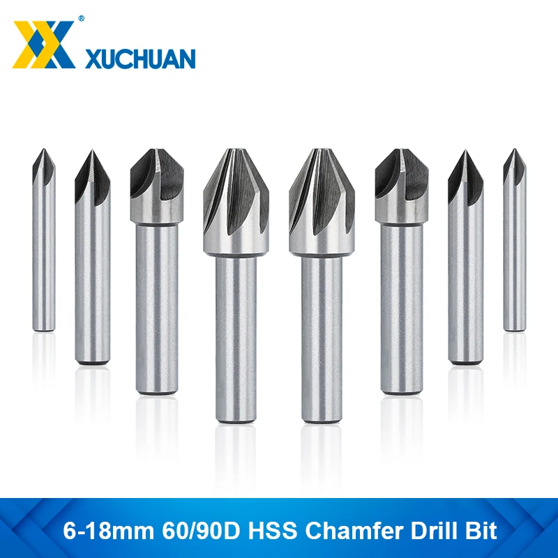 HSS Steel Chamfering Cutter 4/6/8/10/12/14/18mm 60/90 Degrees Countersink Drill Bit,Metal Chamfering Drill,Hole Cutter