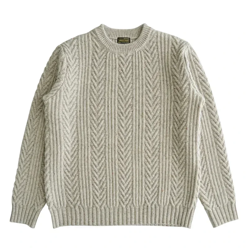 Sauce Zhan Mens Sweater Pullover Aran Sweater for Mens  Autumn Winter Sweater 97% Sheep's Wool Knitted Thickened 5