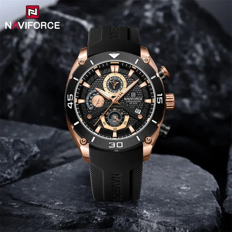 

NAVIFORCE New Design Men's Quartz Watch Fashion Luxury Waterproof Calendar Wristwatch Silicone Band Lumoinous Clock Reloj Hombre