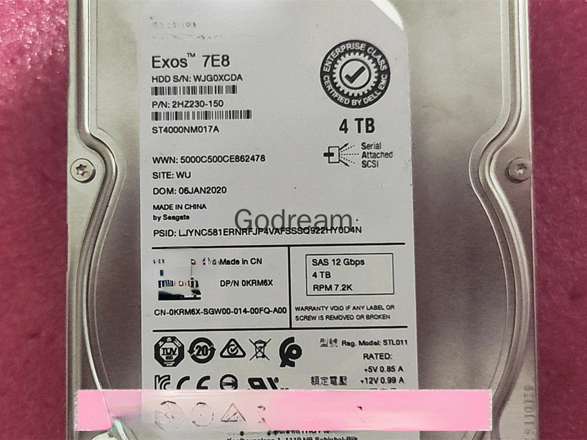 For Dell KRM6X 4T SAS 7.2K 3.5 inch 12GB hard disk ST4000NM017A