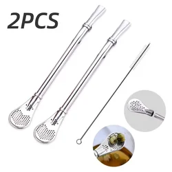 Detachable Stainless Steel Bombilla Filter Straw Spoon - Reusable Tea & Cocktail Accessory Set (2 - Pack) (As show)