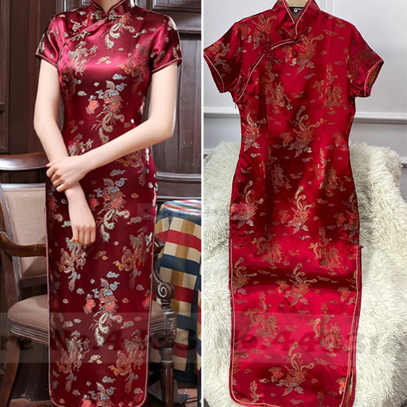 

Plus Size 3XL-6XL Women Long Qipao Classic Chinese Style Dress Cheongsam Retro Brocade Dragon Phoenix Vestidos Oriental Clothing