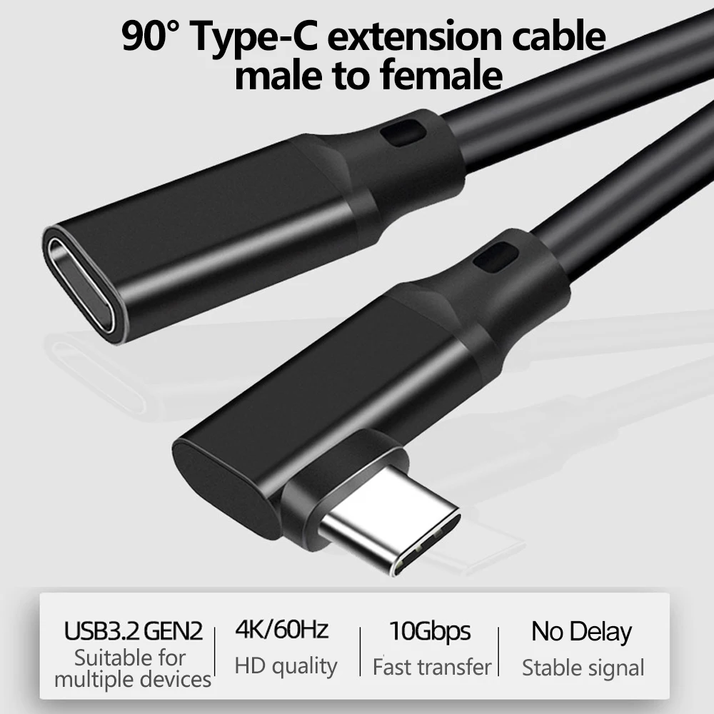 USB C Extension Cable Type C USB3.2 10Gbps 100W 5A Male to Female Fast Charging Extender Cord for MacBook Realme