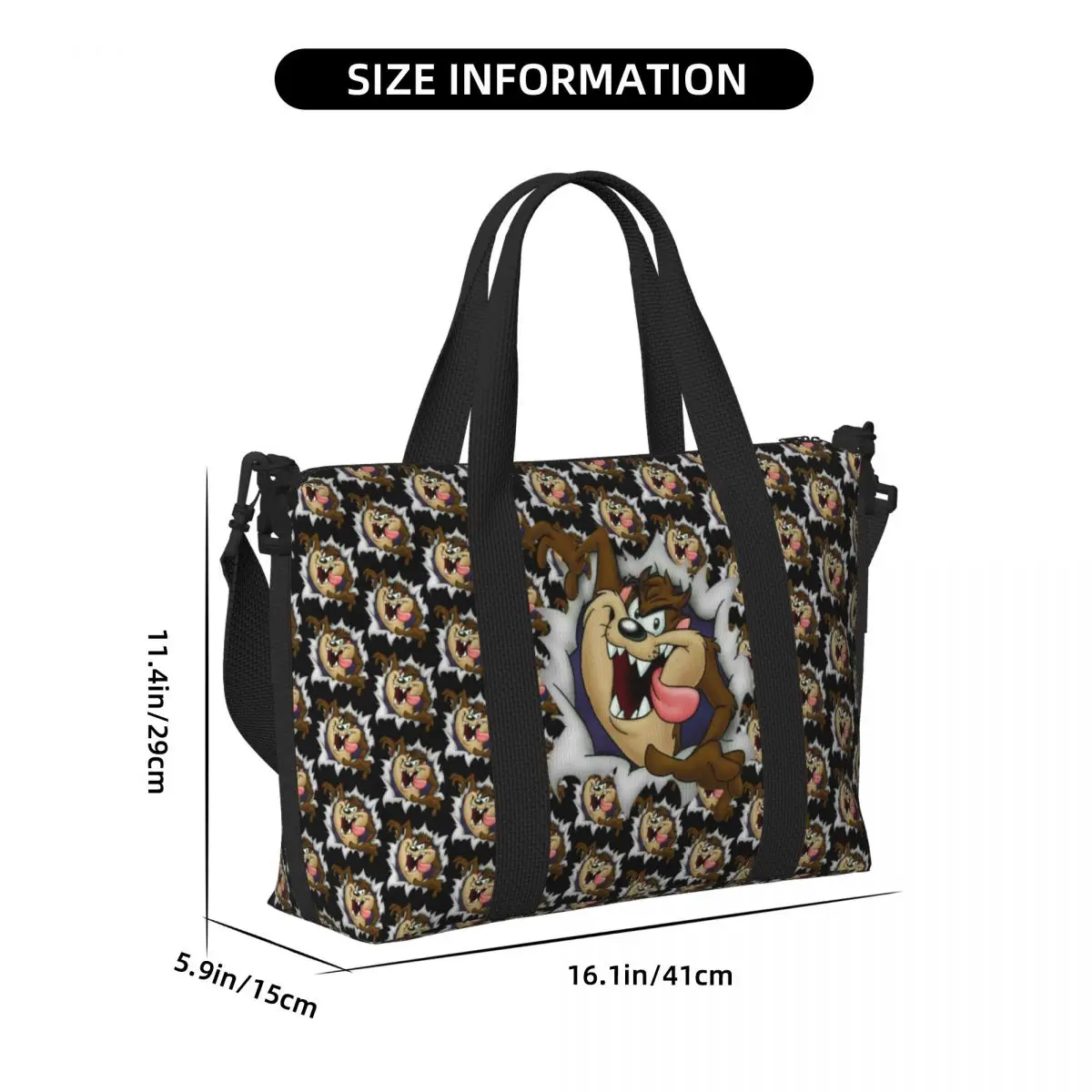 Tasmanian Devils Beach Tote Bag Women Extra Large Gym Carry On Taz Cartoon Comic Travel Shopping Bags travel bags duffel bag