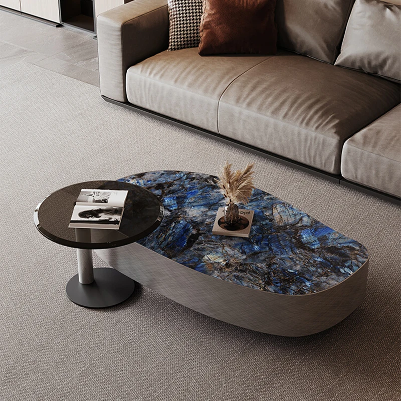 

Luxury Modern Coffee Table Living Room Dining Glass Balcony Table Coffee Marble Look Wohnzimmer Tisch Multifunction Furniture