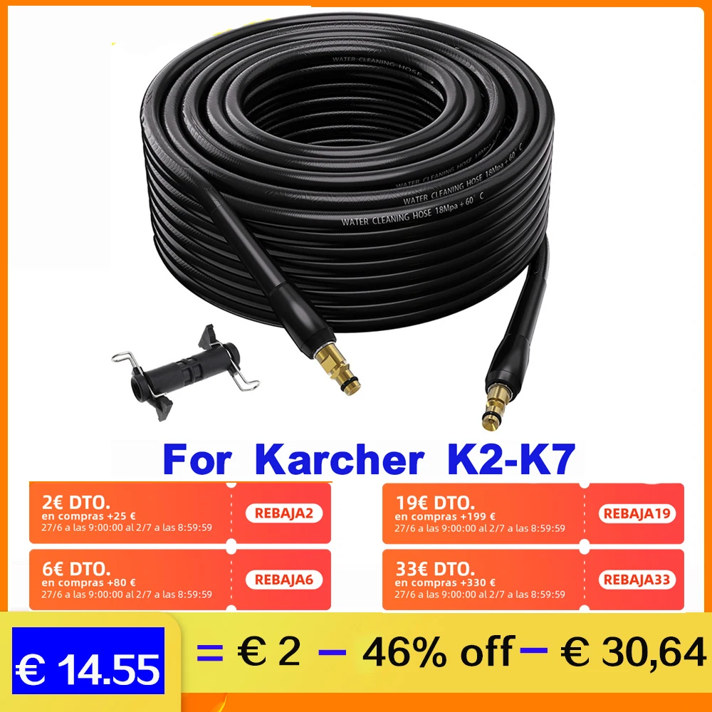 Limpieza de tubo manguera alta presión manguera set-pistola lanzas para Kärcher k2-k7 