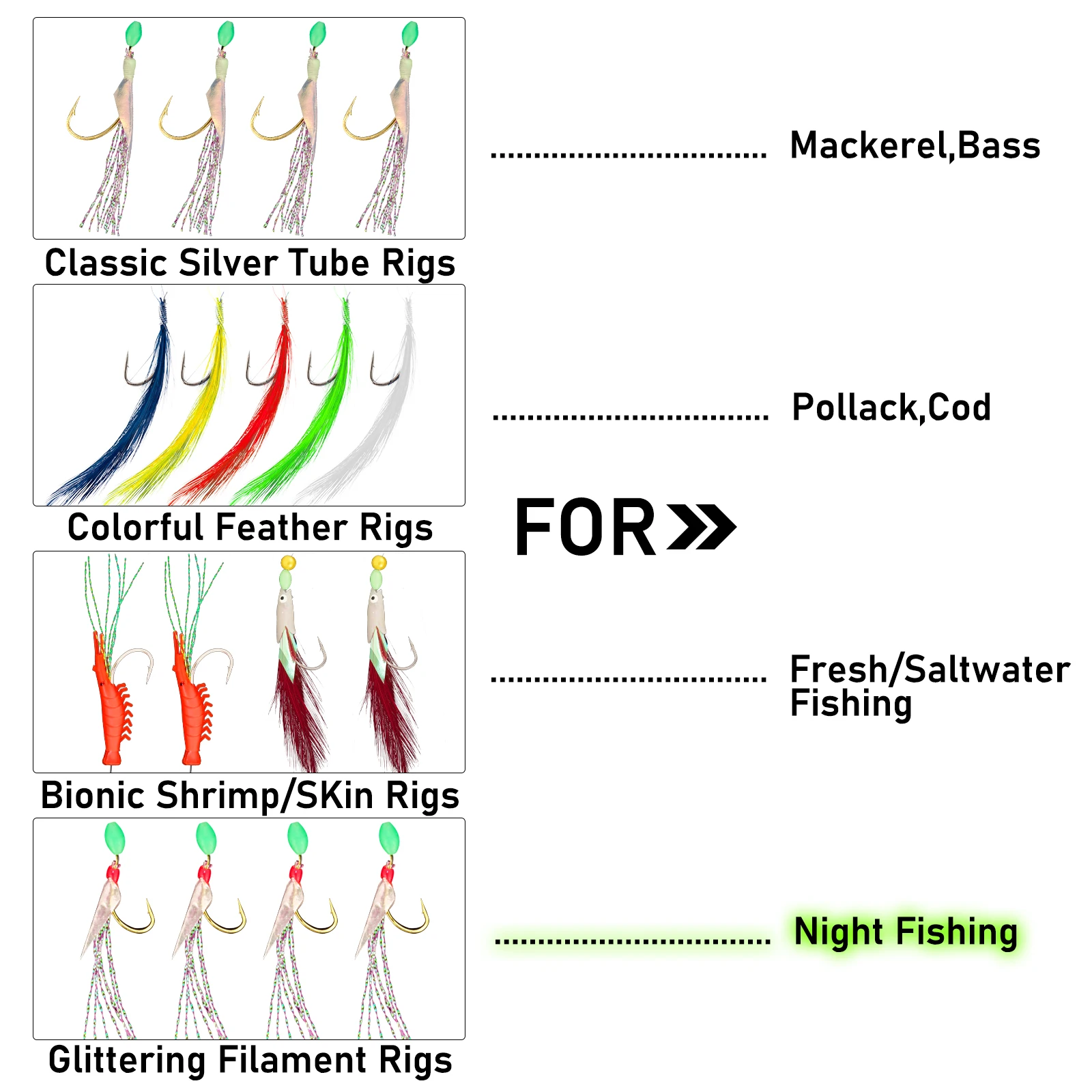 8 Esche Di Piume Per Pesca In Mare – Daylite, Hokki, Lumo, Per Merluzzo, Sgombro, Spigola - 5