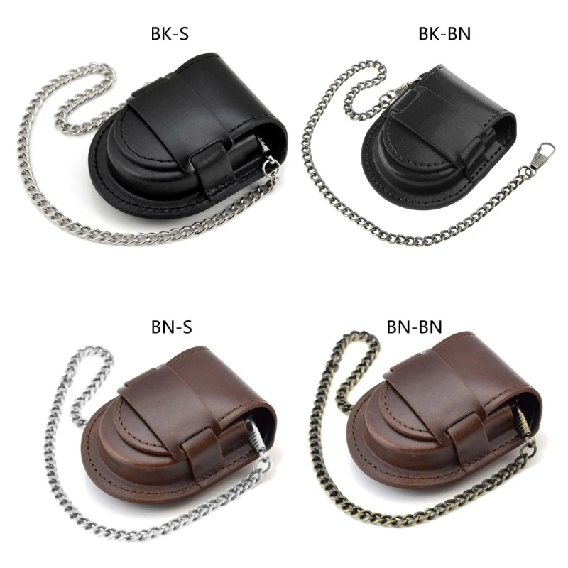 Pocket Watch Leather Cases Protector Holder Waist Bag with Chain Gift for Christmas Anniversary Birthday Easy Use watch storage box,watch storage bag,watch storage pouch,watch protector