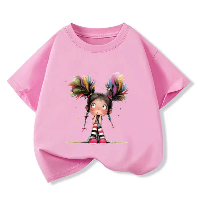 Pensée fille T-shirt pour filles coton enfants T-shirt dessin animé enfants vêtements décontractés adolescent bébé fille décontracté Y2K hauts 6 8 10 12 ans 1