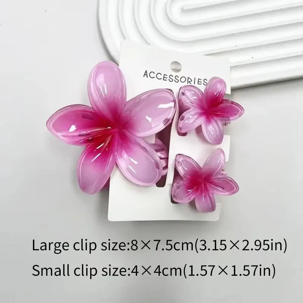 3Pcs/Set New Gradient Hair Claws Sweet Flower Acrylic Hawaiian Flower Hair Clip Clamp Plumeria Flower Hair Accessories Beach