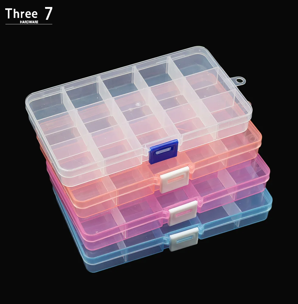 

15 Compartments Separable Portable Jewelry Tool Storage Box Container Ring Electronic Parts Screw Beads Organizer Plastic Box