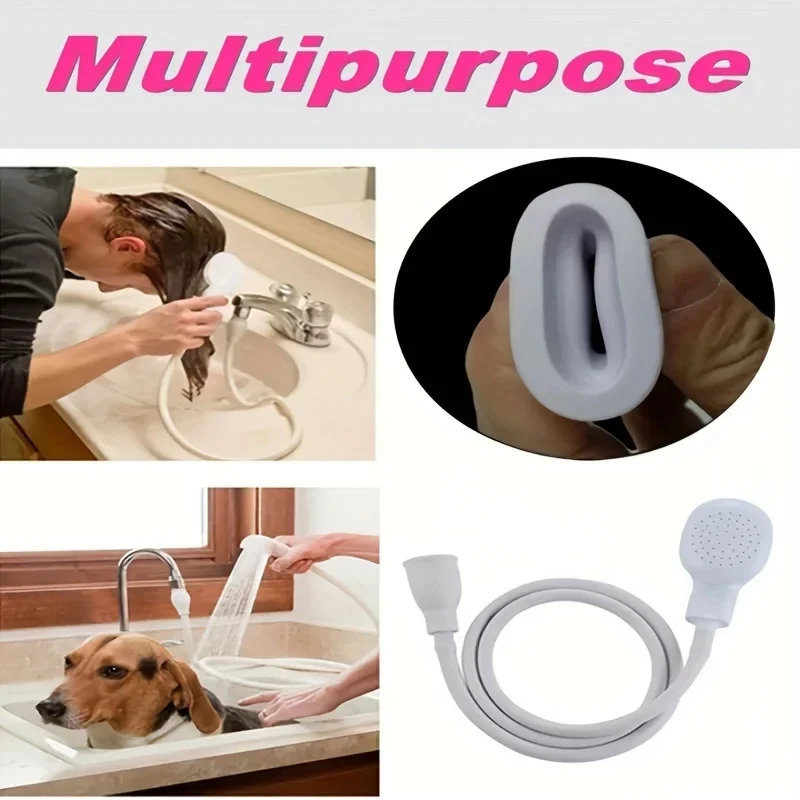 Portable Faucet Shower Sprinkler Drain Filter Hose Sink Wash Head Shower Extender Bathroom Pet Bath Cleaning Supplies bath showerhead